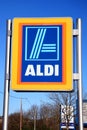 Aldi logo advertising sign